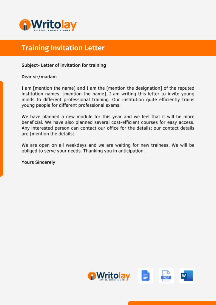 how to write a training email with template and example