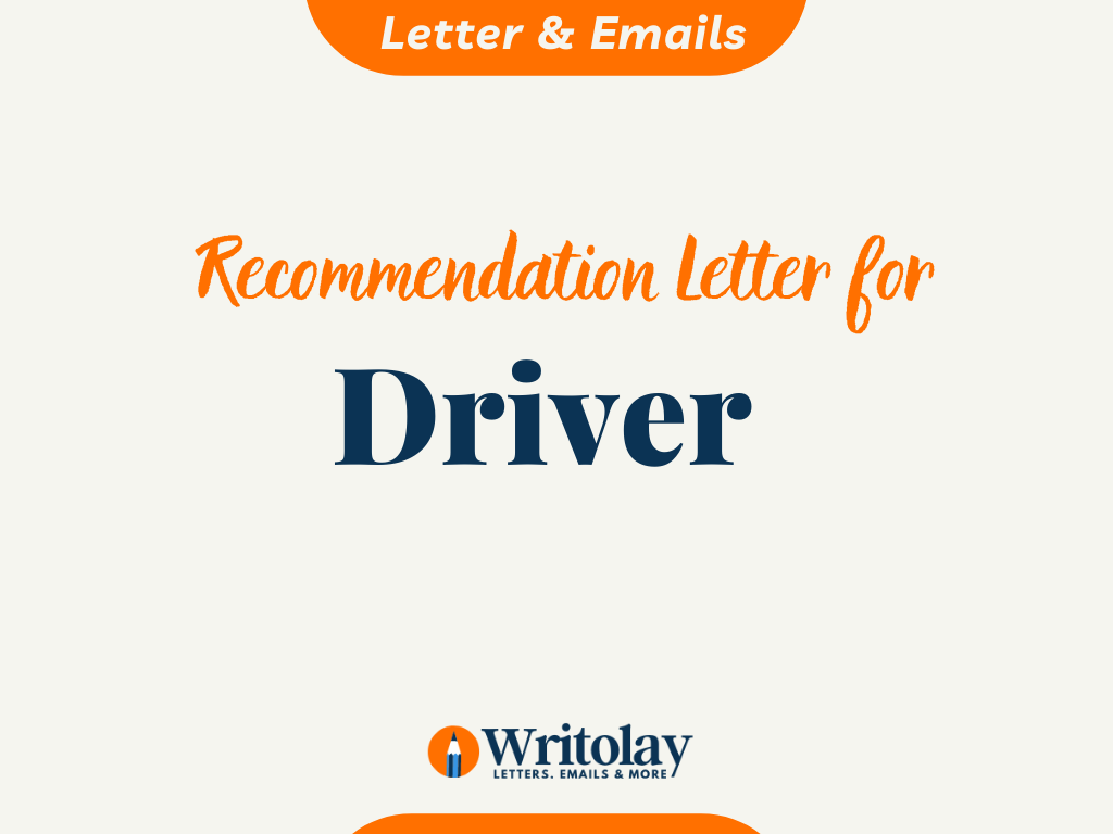 Driver Recommendation Letter Template Writolay Com