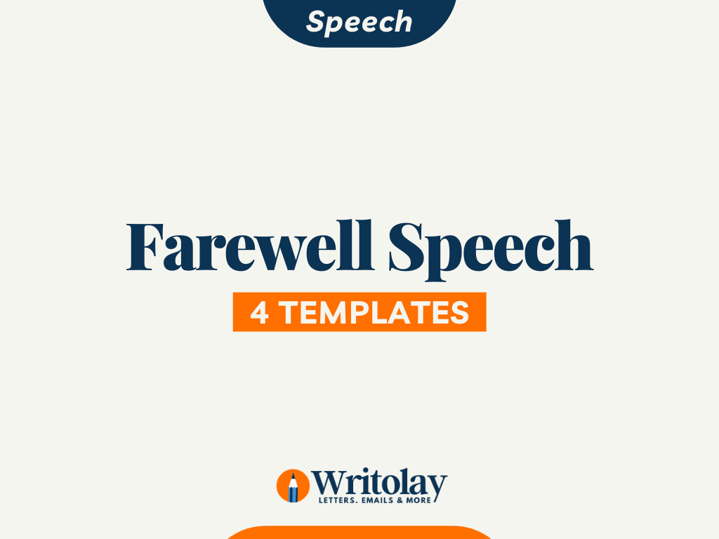 deliver a farewell speech on behalf