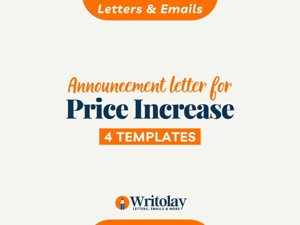 Letter to Announce Price Increase: 21 Templates In Price Increase Letter Template