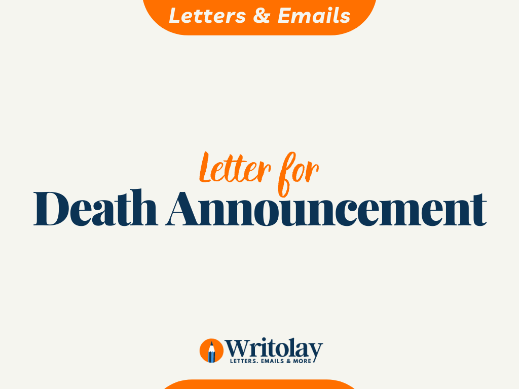 Death Announcement Letter Sample - 15 Formats -Writolay.com