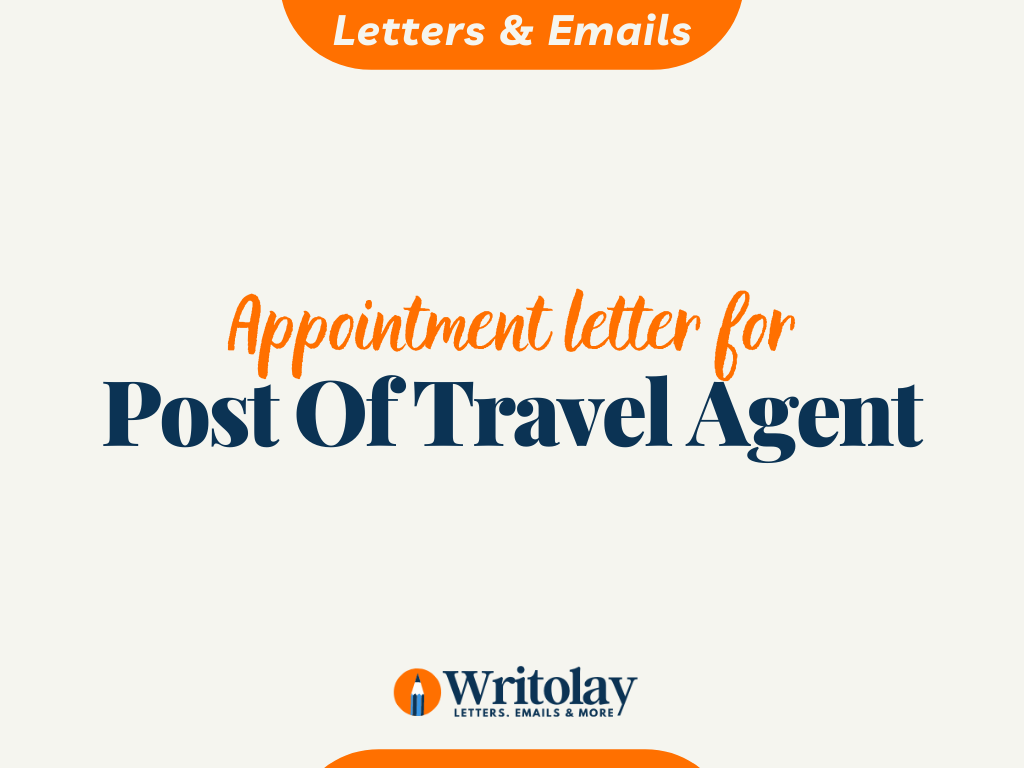 travel agency appointment letter format