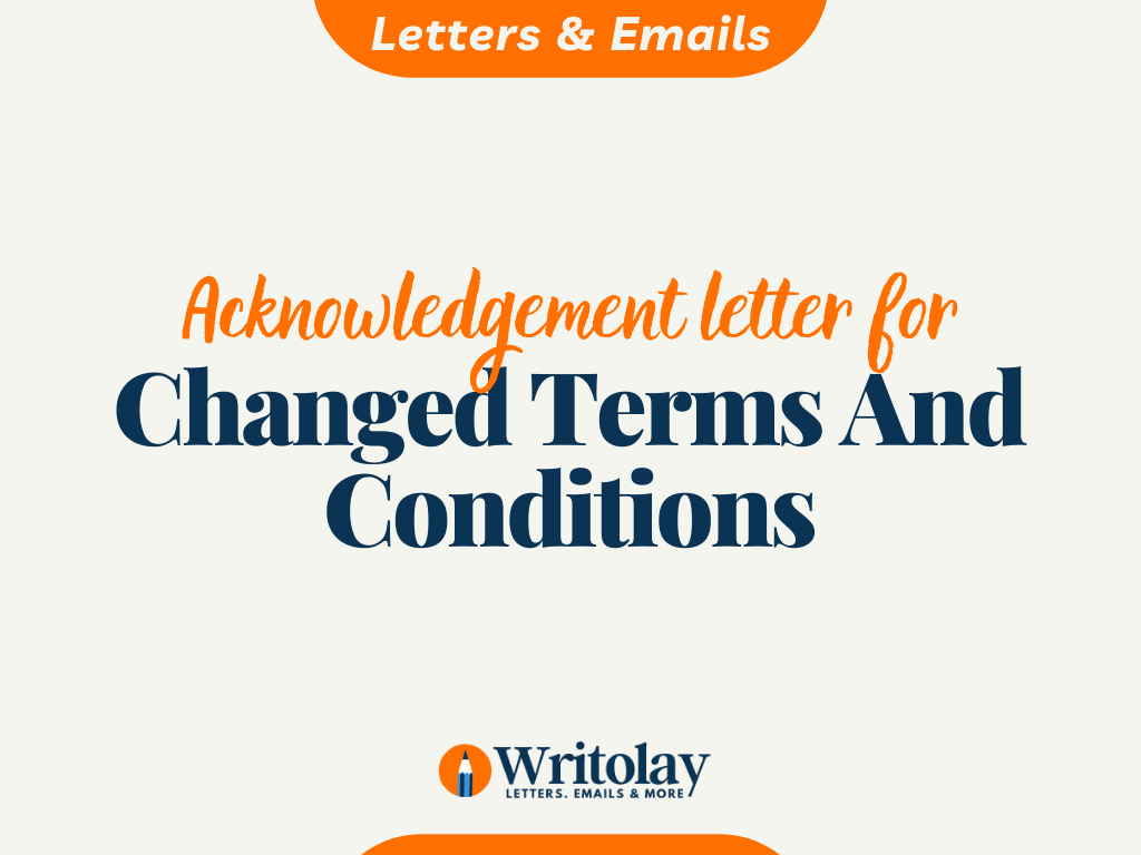 Terms and Conditions Change Acknowledgement Letter Template Writolay