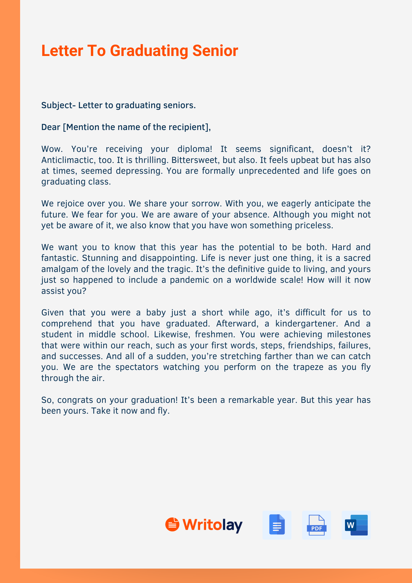 Letter To Graduating Senior 1 