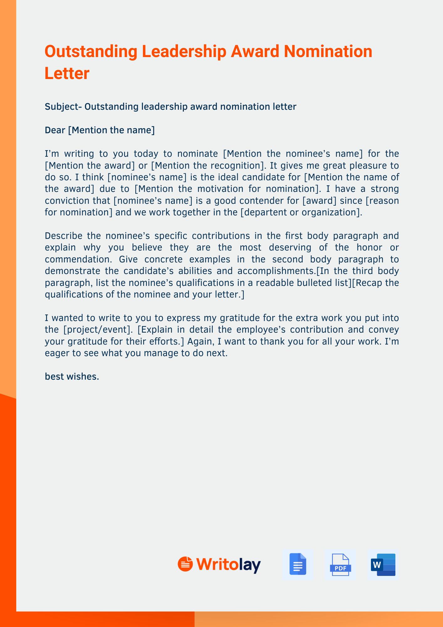 How to Write a Nomination Letter 16 Free Templates Writolay